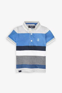 Blue Short Sleeve Stripe Polo - Allsport