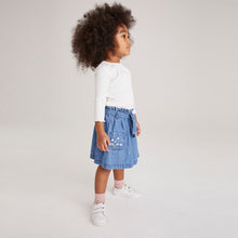 Load image into Gallery viewer, Denim Lightwash Tie Belt Character Skirt (3mths-7yrs) - Allsport
