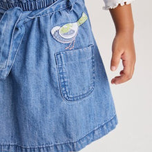 Load image into Gallery viewer, Denim Lightwash Tie Belt Character Skirt (3mths-7yrs) - Allsport
