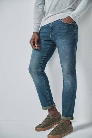 Green Wash Slim Fit Jeans With Stretch - Allsport