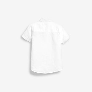 White Short Sleeve Linen Mix Shirt (3mths-7yrs) - Allsport