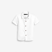 Load image into Gallery viewer, White Short Sleeve Linen Mix Shirt (3mths-7yrs) - Allsport
