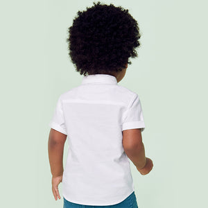 White Short Sleeve Linen Mix Shirt (3mths-7yrs) - Allsport