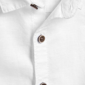 White Short Sleeve Linen Mix Shirt (3mths-7yrs) - Allsport