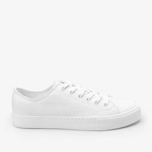 White Baseball Canvas Lace-Up Trainers - Allsport