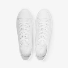Load image into Gallery viewer, White Baseball Canvas Lace-Up Trainers - Allsport
