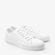 Load image into Gallery viewer, White Baseball Canvas Lace-Up Trainers - Allsport
