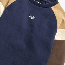 Load image into Gallery viewer, Navy/Tan Cosy Long Sleeve Raglan T-Shirt (3mths-5yrs) - Allsport
