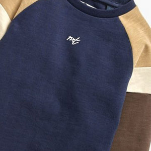Navy/Tan Cosy Long Sleeve Raglan T-Shirt (3mths-5yrs) - Allsport