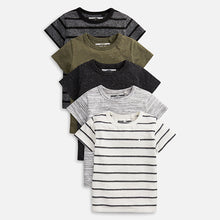 Load image into Gallery viewer, Khaki Green 5 Pack Textured T-Shirts (3mths-6yrs)
