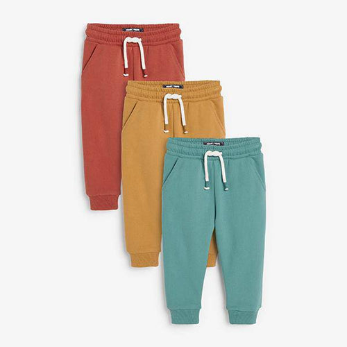 3 Pack Soft Touch Joggers Ocre/Rust/Mineral (3mths-5yrs) - Allsport