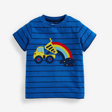 Load image into Gallery viewer, Blue Rainbow Digger Appliqué T-Shirt (3mths-5yrs) - Allsport
