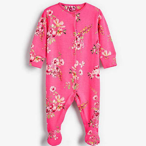 Pink/Purple 3 Pack Floral Sleepsuits (0-18mths) - Allsport