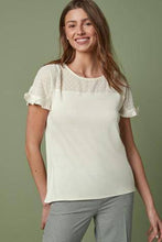 Load image into Gallery viewer, Cream Short Sleeves  Frill Top - Allsport
