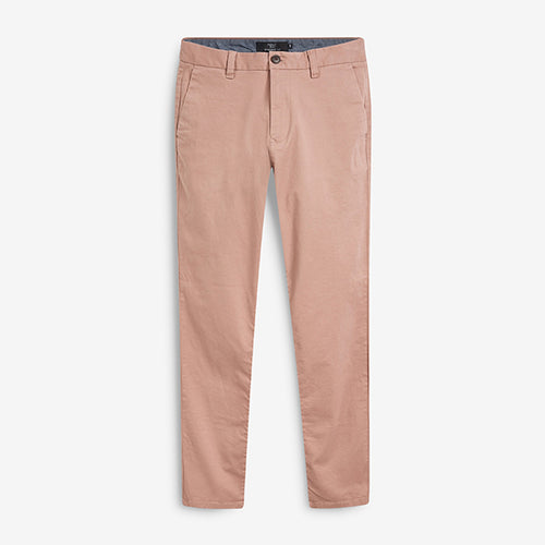 Pink Skinny Fit Stretch Chino Trousers - Allsport