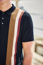 Load image into Gallery viewer, Navy Vertical Stripe Knitted Polo - Allsport
