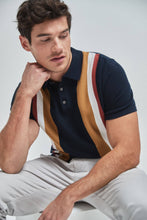 Load image into Gallery viewer, Navy Vertical Stripe Knitted Polo - Allsport
