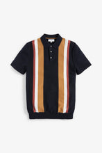 Load image into Gallery viewer, Navy Vertical Stripe Knitted Polo - Allsport
