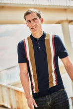 Load image into Gallery viewer, Navy Vertical Stripe Knitted Polo - Allsport
