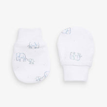 Load image into Gallery viewer, Blue 3 Pack Organic Cotton Elephant Scratch Mitts - Allsport
