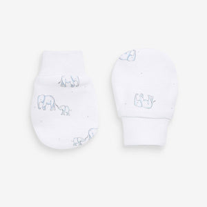 Blue 3 Pack Cotton Elephant Scratch Mitts (Younger) - Allsport