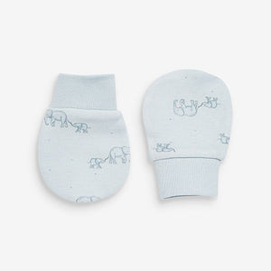 Blue 3 Pack Cotton Elephant Scratch Mitts (Younger) - Allsport