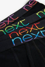 Load image into Gallery viewer, Black Rainbow Text Pure Cotton A-Fronts Four Pack - Allsport
