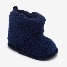Load image into Gallery viewer, Navy Pram Slipper Baby Boots (0-12mths)
