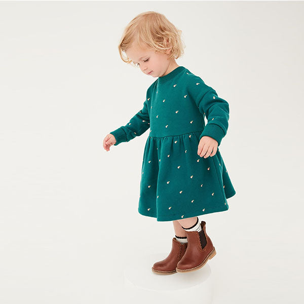 Teal Blue Appel Cosy Sweat Dress (3mths-6yrs) - Allsport