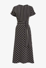 Load image into Gallery viewer, Black and White Belted Midi Dress - Allsport
