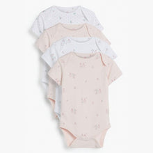 Load image into Gallery viewer, Pink 4 Pack Delicate Bunny Short Sleeved Bodysuits (0mths-12mths) - Allsport
