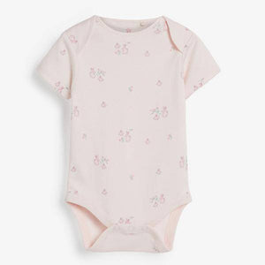 Pink 4 Pack Delicate Bunny Short Sleeved Bodysuits (0mths-18mths) - Allsport