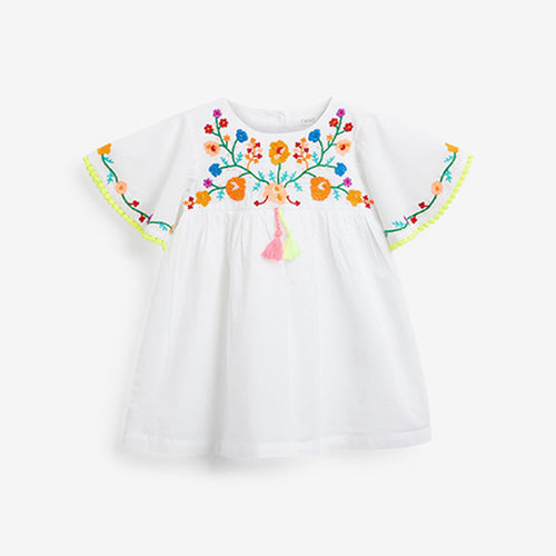 Organic Cotton Embroidered Kaftan Dress (3mths-6yrs) - Allsport