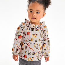 Load image into Gallery viewer, Cream Woodland Print Collar Top (3mths-6yrs) - Allsport
