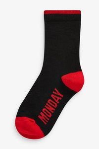 Black 7 Pack Cotton Rich Day Of The Week Socks - Allsport