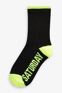 Black 7 Pack Cotton Rich Day Of The Week Socks - Allsport