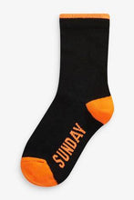 Load image into Gallery viewer, Black 7 Pack Cotton Rich Day Of The Week Socks - Allsport
