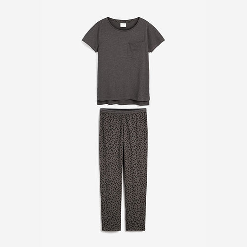 Charcoal Print  Animal Cotton Blend Pyjamas - Allsport