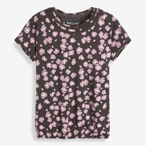 Purple Animal Print Bubble Hem T-Shirt - Allsport