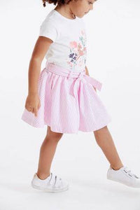 Pink Stripe Belted Skirt - Allsport