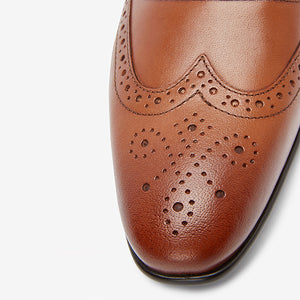 Tan Brown Leather Oxford Brogue Shoes - Allsport