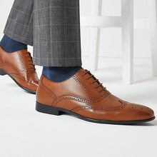 Load image into Gallery viewer, Tan Brown Leather Oxford Brogue Shoes - Allsport
