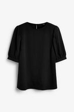 Load image into Gallery viewer, Black Gathered Short Sleeve Top - Allsport
