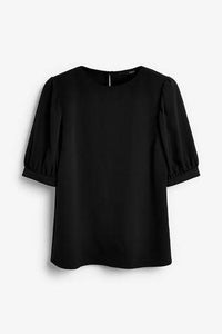 Black Gathered Short Sleeve Top - Allsport