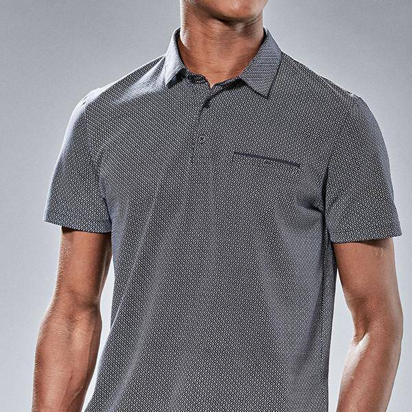 Navy Regular Fit Geometric Print Polo - Allsport