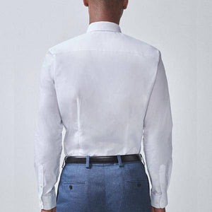 White Slim Fit Single Cuff Cotton Shirt - Allsport