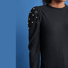 Load image into Gallery viewer, Black Cosy Embellished Top - Allsport
