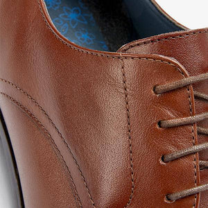 Tan Round Toe Leather Derby Shoes - Allsport