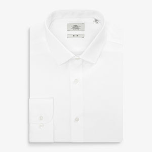 White Slim Fit Single Cuff Cotton Shirt
