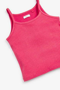 Strappy Rib Pink  Vest - Allsport